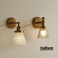 Elegant Poliform Brass Wall Sconces With Textured Glass Shades For Interior