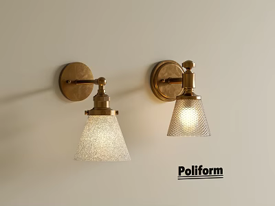 Elegant Poliform Brass Wall Sconces With Textured Glass Shades For Interior 3d model