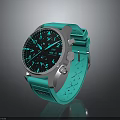 Turquoise Silicone Strap Watch with Silver Case Black Dial and DNC Logo Analog