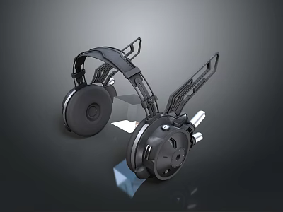 Sleek Black Headphones Design With Ergonomic Ear Cups And Adjustable Headband 3d model