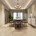 Modern Living And Dining Room With White Sofa Chandelier TV Decorative Paintings And Dining Set