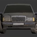 Old Classic Gray Four Door Sedan With Front Grille And Reflective Surface 3d model