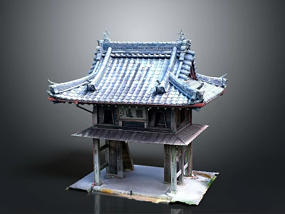 Traditional Chinese Classical Pavilion With Tiled Roof And Decorative Eaves Design 3d model