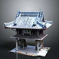 Traditional Chinese Classical Pavilion With Tiled Roof And Decorative Eaves Design