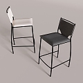 Modern Iron Metal Bar Stool Backrest High Stool Bar Chair 3d model