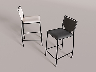 Modern Iron Metal Bar Stool Backrest High Stool Bar Chair 3d model