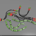 Green Black Coiled Cable Harnesses With Red Green Connectors And Bundled Design