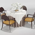 Dining Chairs With Dark Wooden Frame Carved Backrest Brown Padded Seats In Elegant Dining Setting