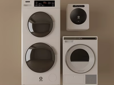 Modern Double Drum Washing Machine With Compact Dryer And Home Appliance Design 3d model