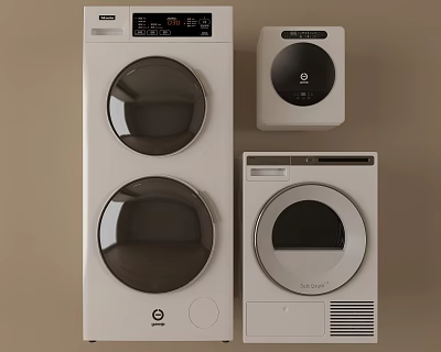 Modern Double Drum Washing Machine With Compact Dryer And Home Appliance Design 3d model