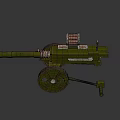 Historical Military Cannon Weapon Design With Long Metal Barrel And Spoked Wheels