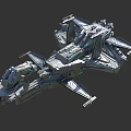 Advanced Futuristic Spaceship With Metallic Body Orange Lights And Blue Thrusters