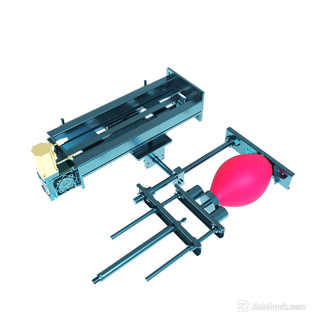 Mechanical Device With Metal Structure And Red Balloon Experimental Setup 3d model 