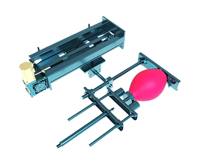 Mechanical Device With Metal Structure And Red Balloon Experimental Setup 3d model