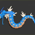 Detailed Blue Dragon Character Mythical Creature With Orange Body White Horns And Fins 3D Sculpture