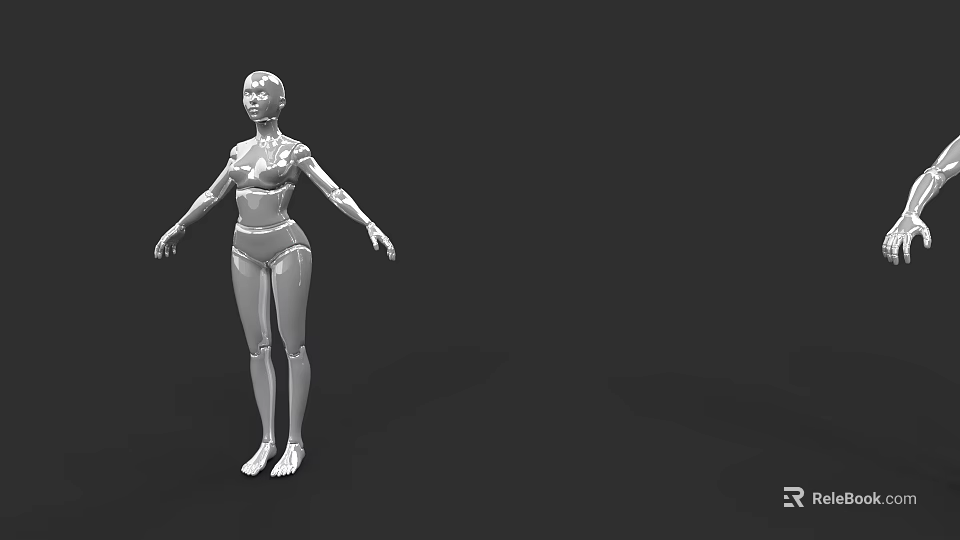 Man 3D Model Figure Standing With Outstretched Arms On Black Background 3d model 