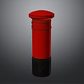 Vintage Red Postbox With Classic Design Black Base Against Gray Background