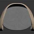 Modern Leisure Chair with Wooden Curved Armrests and Gray Round Cushion