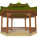 Chinese-style pavilion hexagonal-tip pavilion 3d model