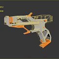 Futuristic Orange And White Blaster With Sleek Modern Design And Ergonomic Grip