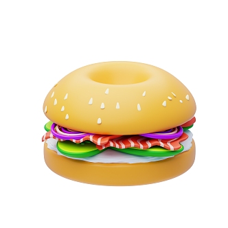 Modern Burger Cartoon Burger Food 3d model