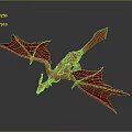 Red Flying Dragon Mythical Creature Figure With Detailed Wings And Yellow Accents