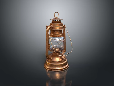 Vintage Lighting Set with Brass Body Glass Shade and Metal Frame Decorative Design 3d model