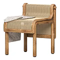 Natural Wooden Frame Bar Stools With Rattan Weave For Modern Home Interior