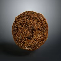 Brown Textured Sphere Crafted From Natural Dried Fibers On Dark Background