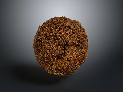Brown Textured Sphere Crafted From Natural Dried Fibers On Dark Background 3d model