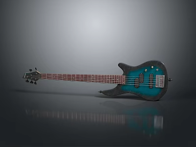 Electric Bass Guitar With Blue Black Gradient Finish Mahogany Body And Rosewood Fretboard 3d model