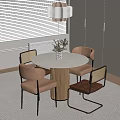 French cream style dining table and chair combination 3d model