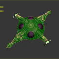 Green Space Probe With Multi Armed Structure And Black Circular Modules For Cosmic Exploration 3d model