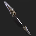 Fantasy Decorative Sword With Metallic Blade Golden Ornamentation Blue Gemstone And Elaborate Hilt