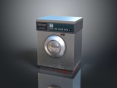 Modern Stainless Steel Washing Machine With Digital Control Panel And Circular Door 3d model