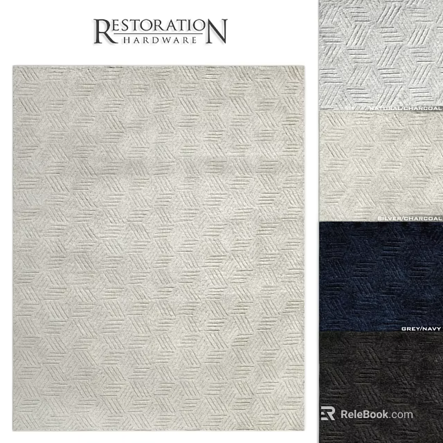 Square Rug With Herringbone Texture In Multiple Colors Including Light Gray Navy Dark Gray 3d model 