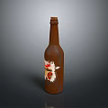 Brown Glass Bottle With Worn Label Vintage Design For Daily Living Supplies