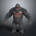 Giant Gorilla With Shaggy Rough Fur Large Muscular Body And Chest Tribal Patterns 3D Rendering
