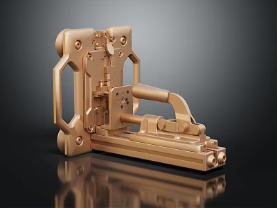 Golden Metal Mechanical Equipment With Intricate Detailed Structural Components And Design 3d model