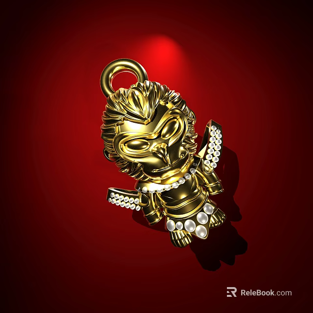 Exquisite Golden Winged Jewelry Pendant Adorned With Pearls And Diamonds 3d model 