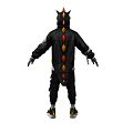 Man Wearing Yellow Horned Hoodie With Black Accents Black Pants And Yellow Shoes