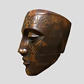 Traditional Handcrafted Wooden Mask With Intricate Geometric Patterns For Home Interior Decor