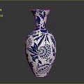 Blue and White Handcrafted Sculpted Vase with Intricate Floral Patterns