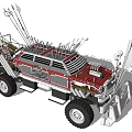 Modified Off Road Car With Spiked Decorations Large Tires And Weapon Attachments