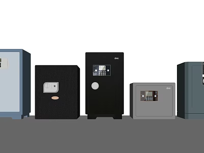 Different Types of Safes in Various Colors With Electronic And Combination Locks For Home Office 3d model