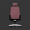 Comfortable Pink Office Chair With Mesh Back Headrest And Black Armrests