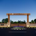 Scenic Wall Design With Wooden Top Stone Base Purple Flowers And Trees