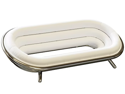 Modern White Curved Multi-seat Sofa with Metal Frame and Upholstered Cushioned Design 3d model