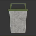Concrete Trash Bin With Green Lid And Open Top Design For Outdoor Use