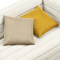 Light Colored Fabric Multi Person Sofa With Yellow And Beige Pillows 3d model